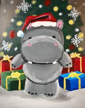 Who wants a Hippo for Christmas — Painting