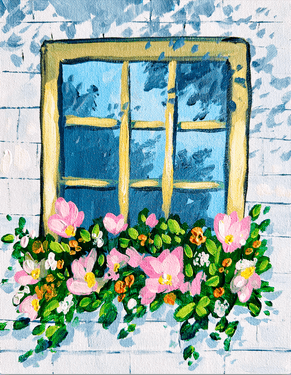 Window & Pink Flowers