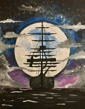 Moonlit Ghost Ship — Painting