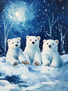 Polar Bear Family Love — Painting
