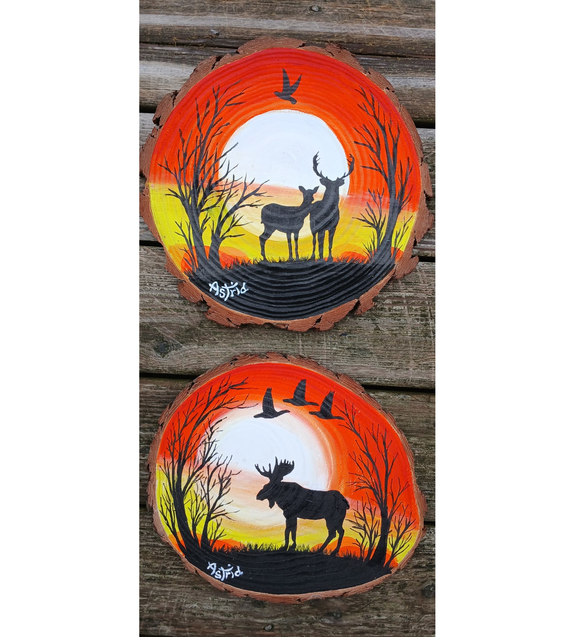 Woodland Silhouette on a Wood Round