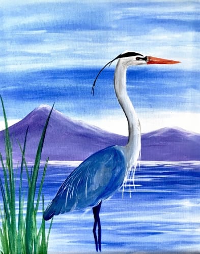 Paint Nite @ Broadway Portobello SATURDAYS! Great Blue Heron on the Water — Painting