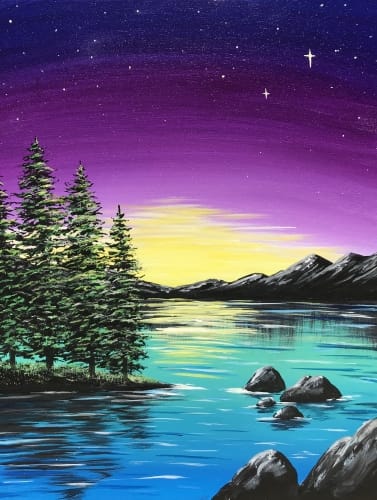 Paintnite: Teal Lake Twilight — Painting