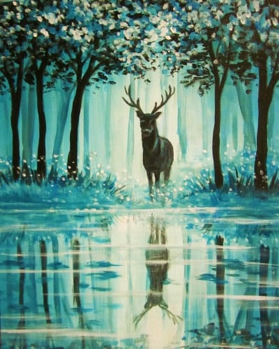 Misty Teal Forest — Painting