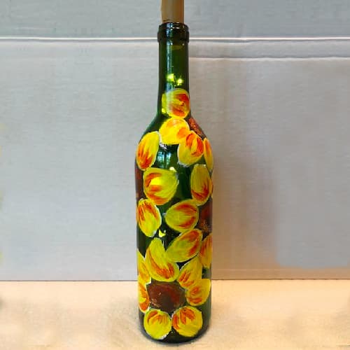 Wine Bottle Sunflower Twinkle Lights
