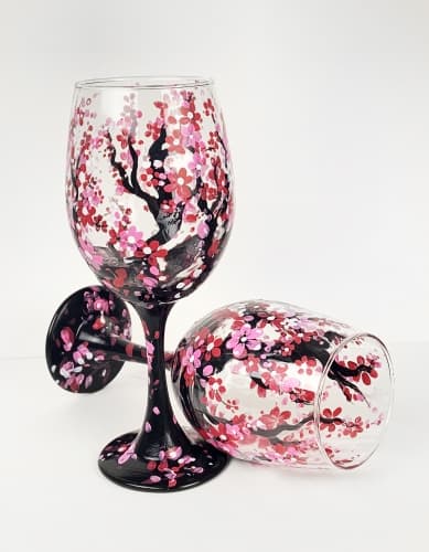 Cherry Blossom Wine Glasses