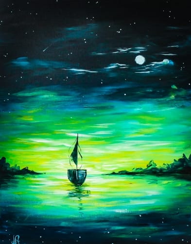 Friday Teal Sunset Sail II — Painting