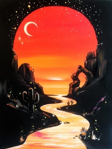 Enchanted Desert Moon Vignette — Painting