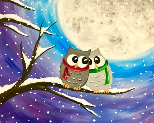 Winter Owls in Snow