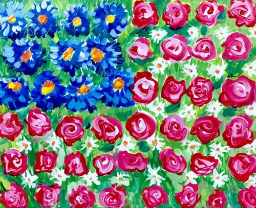 American Flag in Flowers — Painting