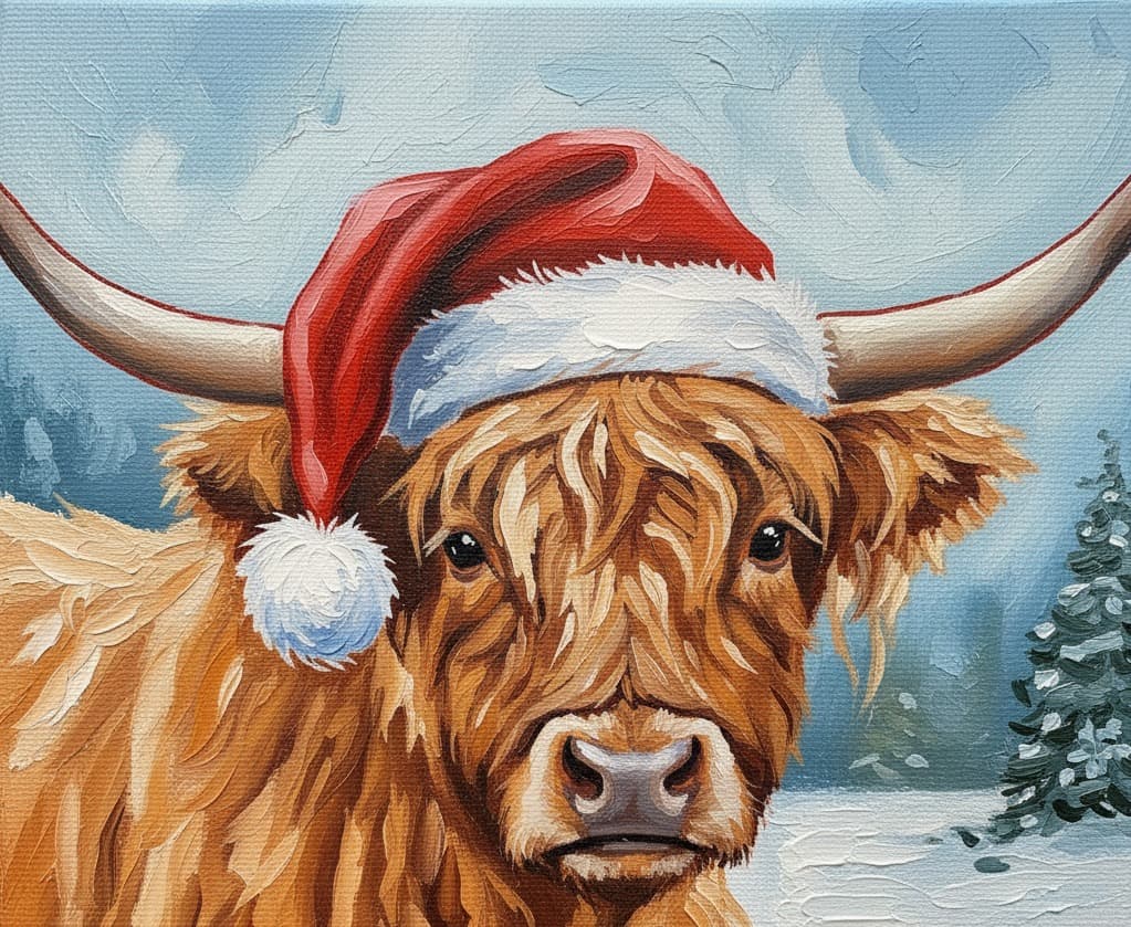 Moo-y Christmas Highland Cow