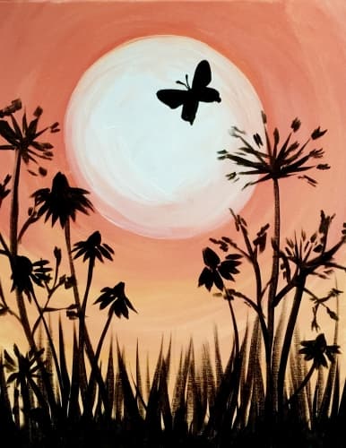 Peach Sky And A Butterfly