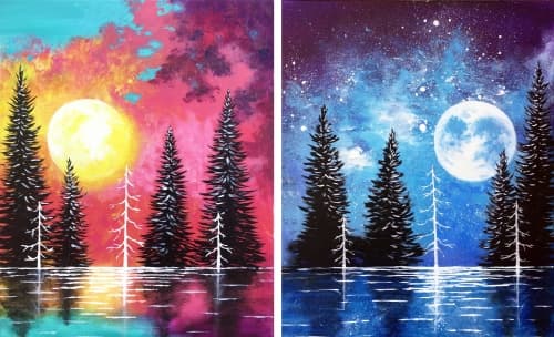 Moonrise And Sunset Lake Partner Painting