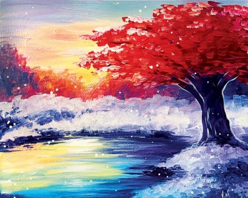 Red Tree Winter Sunset