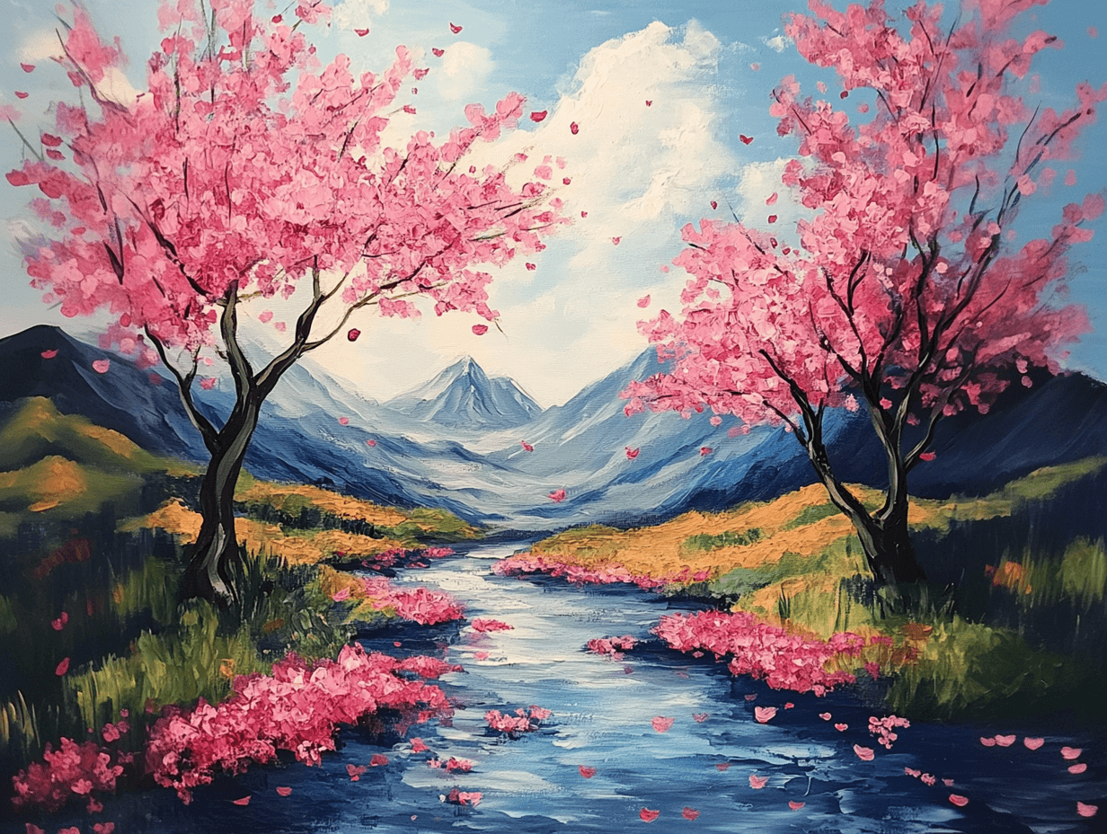 Cherry Blossom River Bend