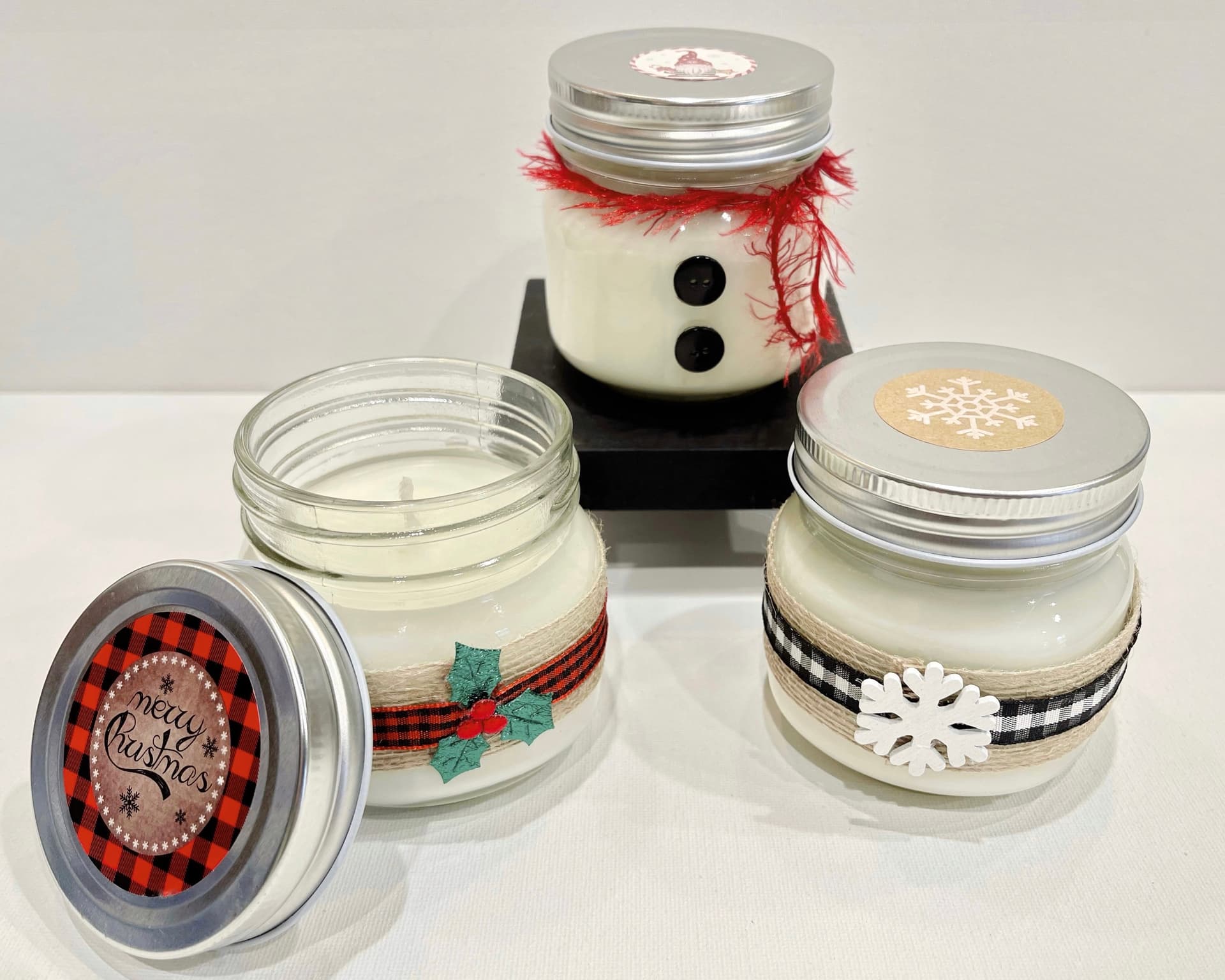 Winter Holiday Jar Candle Trio