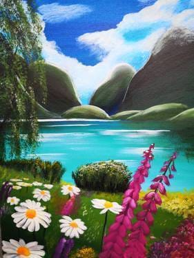Wild Flowers Mountainside — Painting