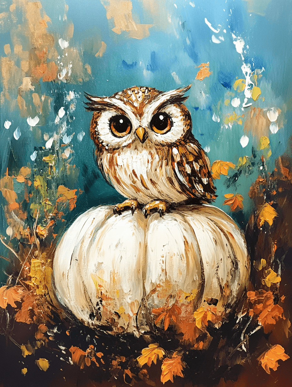 Whoo's On The Fall Pumpkin? — Painting