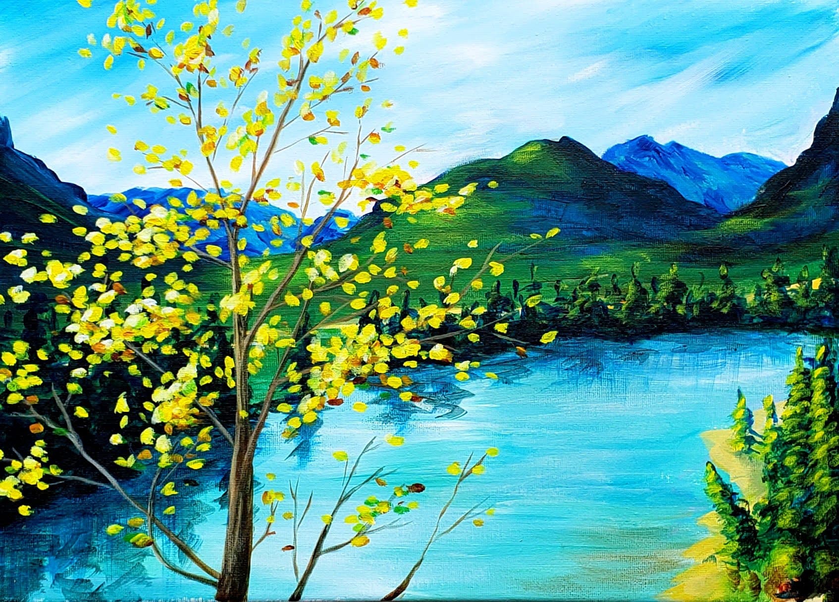 Golden Autumn Tree in the Rocky Mountains