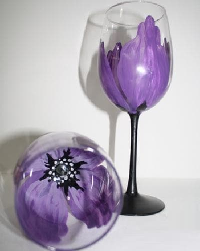 Purple Poppies Glasses Drinkware