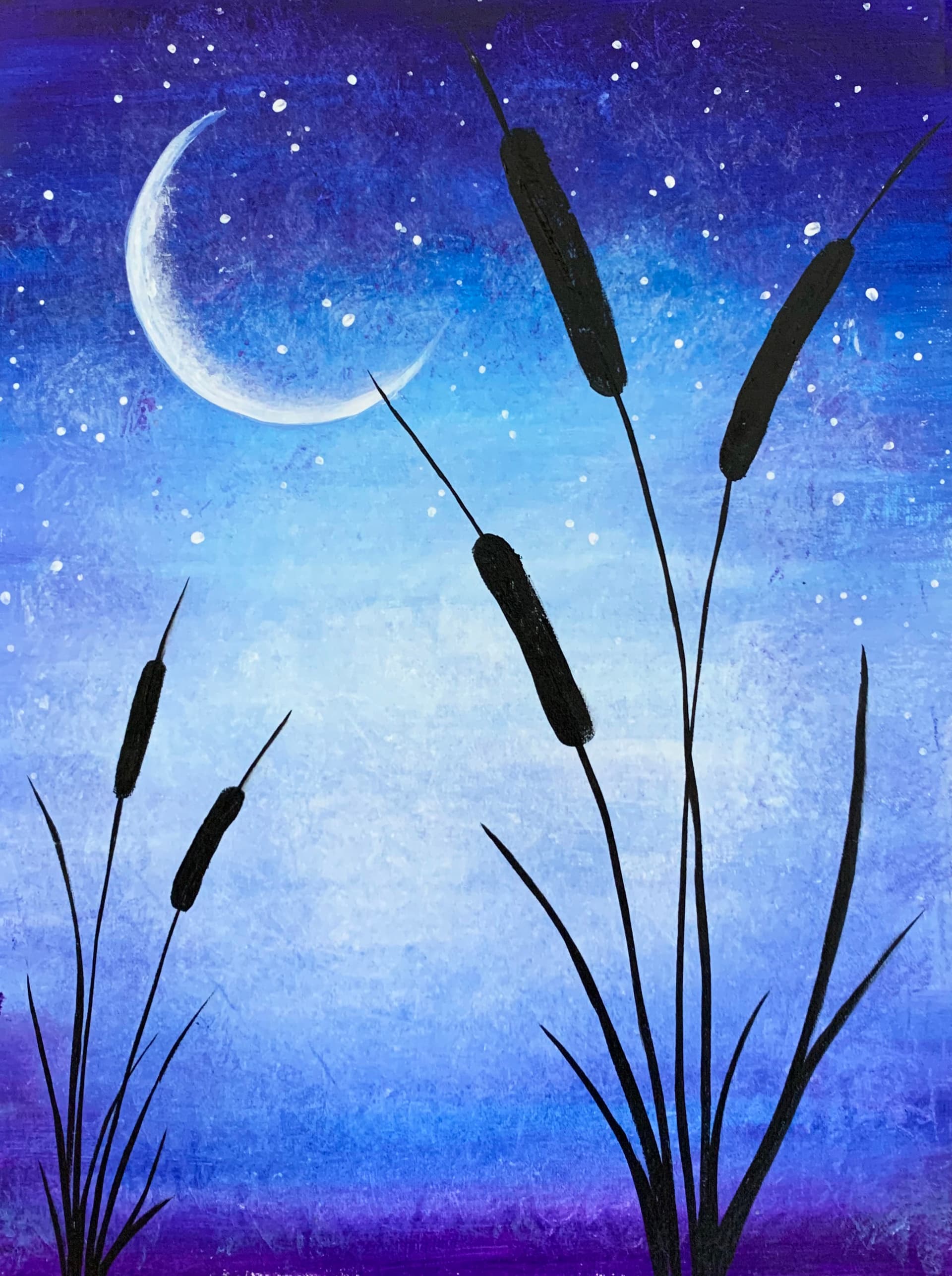 Moonlight Cattail Silhouette