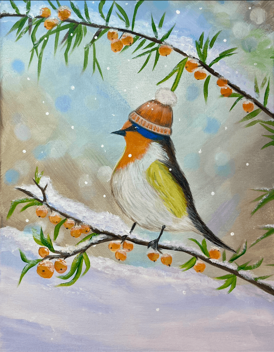 Orange Berry Brrrd — Painting