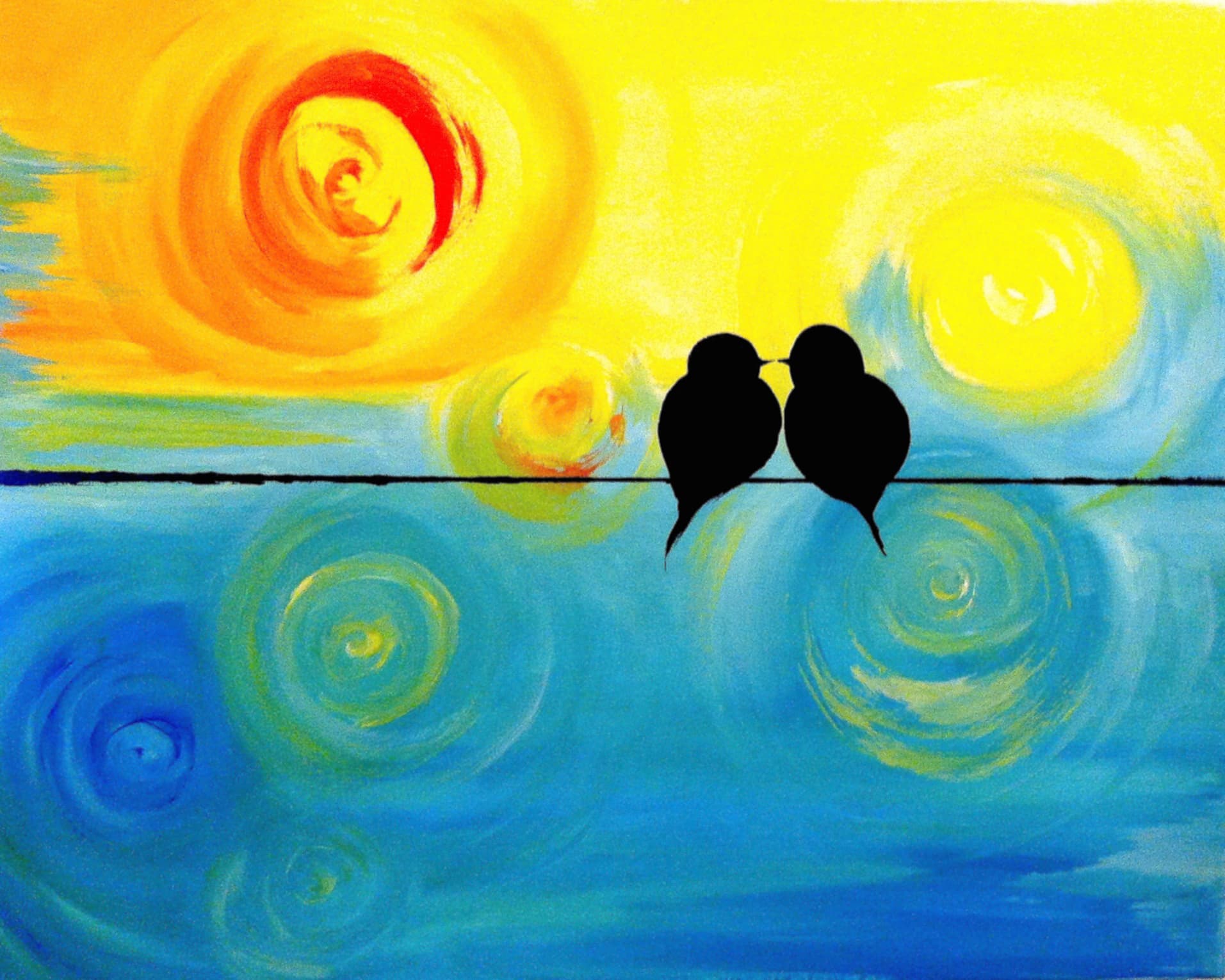 Swirly Birds on a Wire