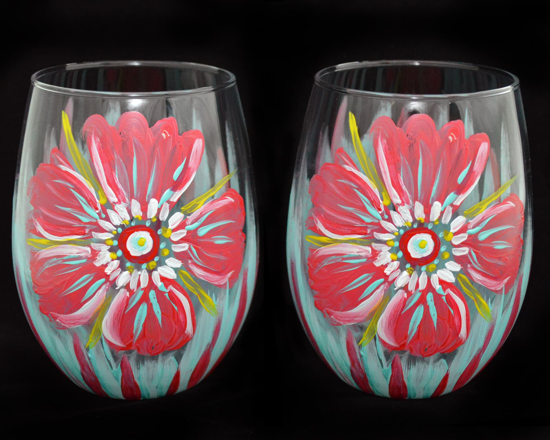 Bright Poppy Stemless Glasses