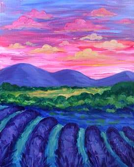Sunset Over Lavender Field