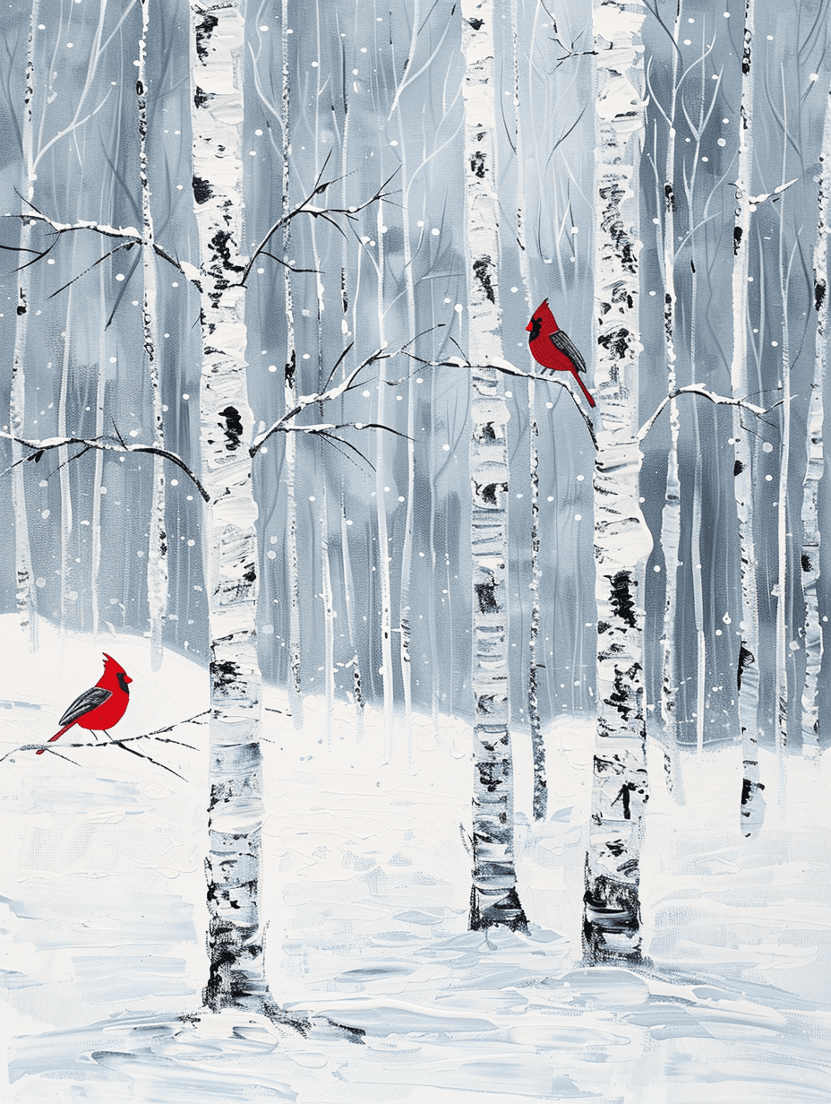 Winter Visitors Birch Forest