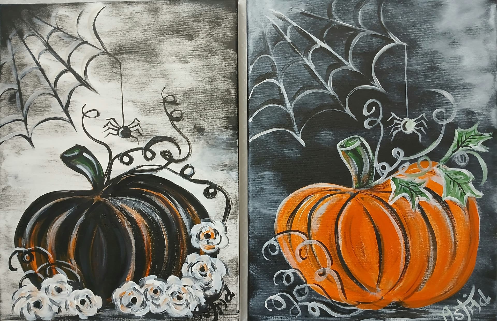 Spooky Pumpkin Partner Paintings