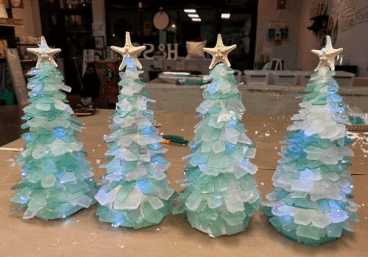 Seaglass Christmas Tree 9” (real seaglass)