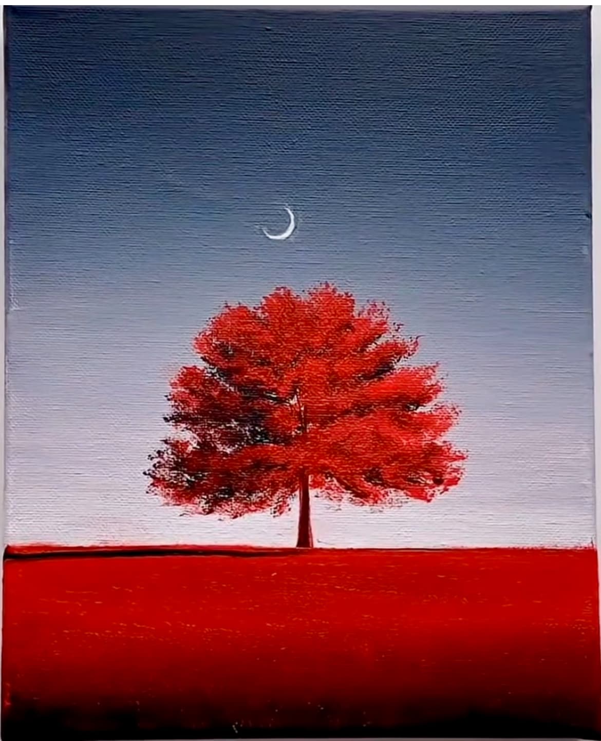 Red tree under the moon
