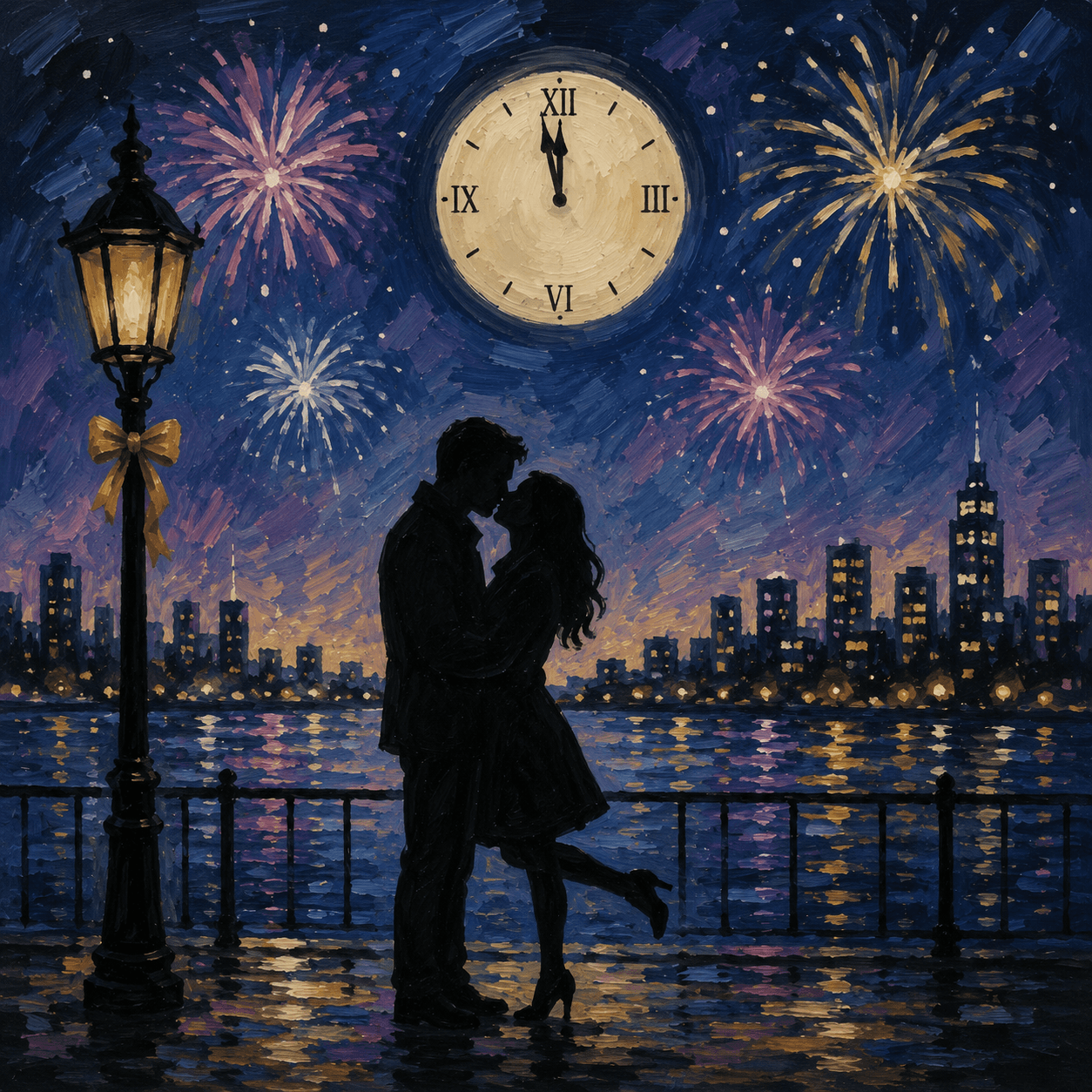 New Years Fireworks Kiss