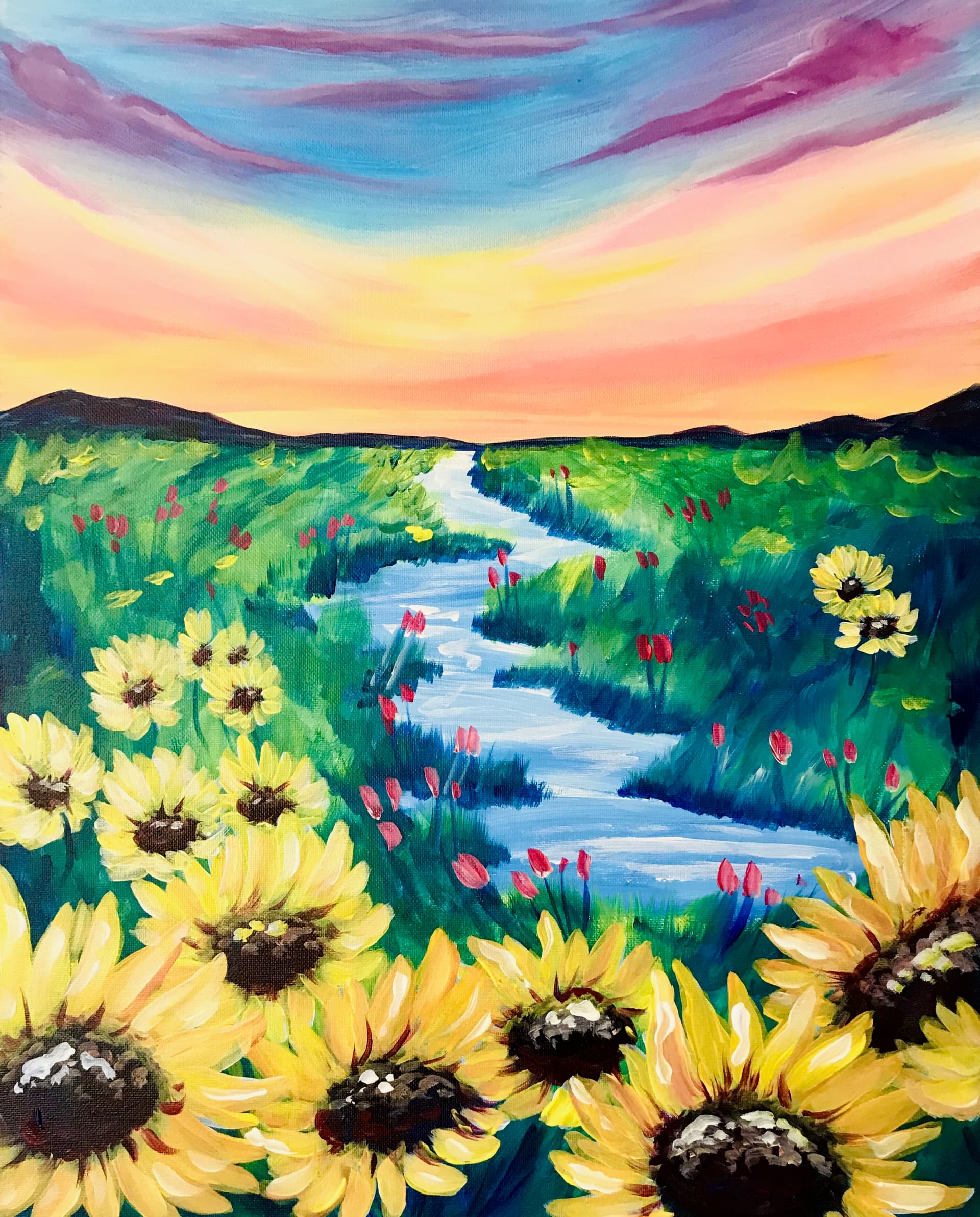Riverside Sunflower Blooms