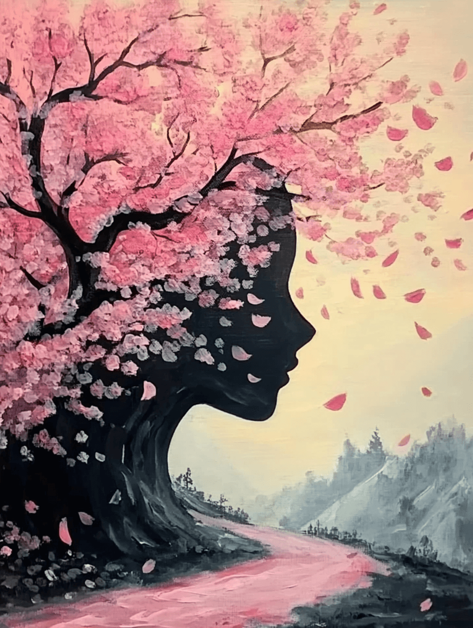 Devine Woman Cherry Blossom — Painting