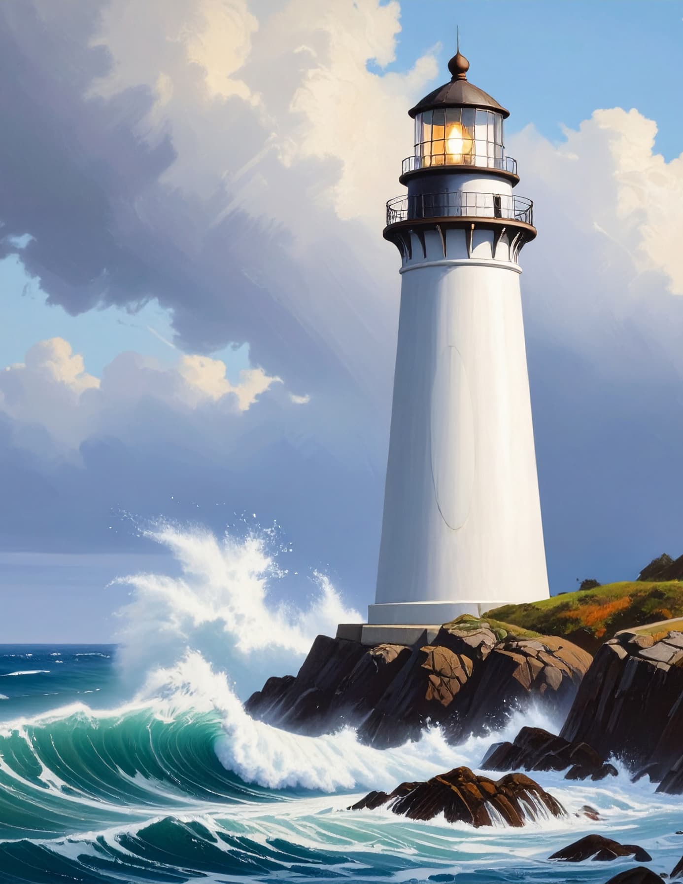 Waves Crashing at the Lighthouse