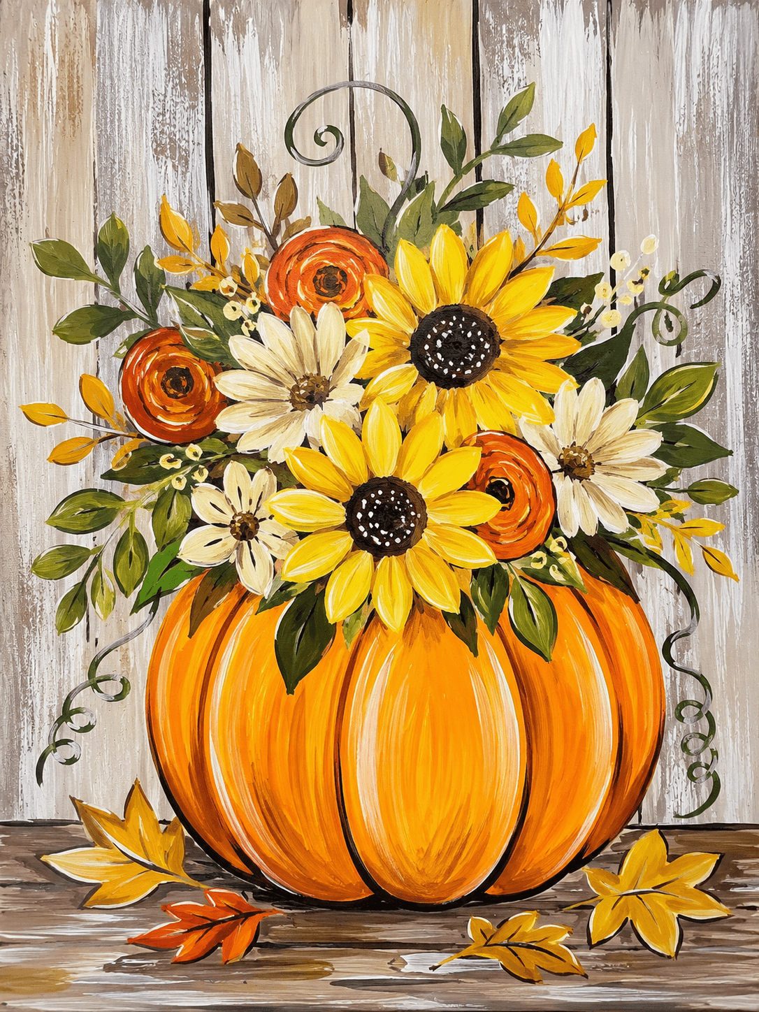 Sunflower Floral Bouquet Pumpkin