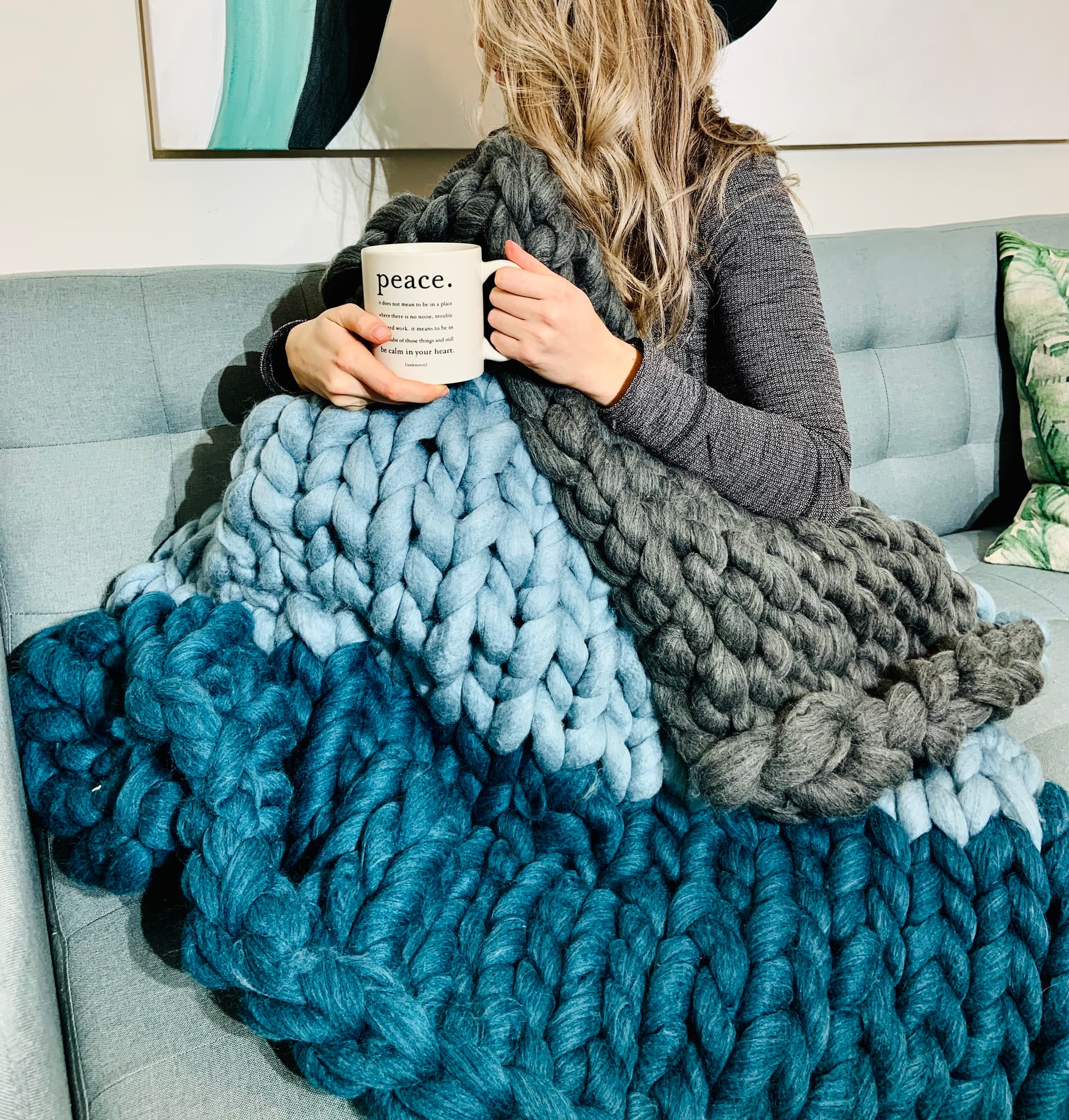 Mixed Colour Chunky Blanket
