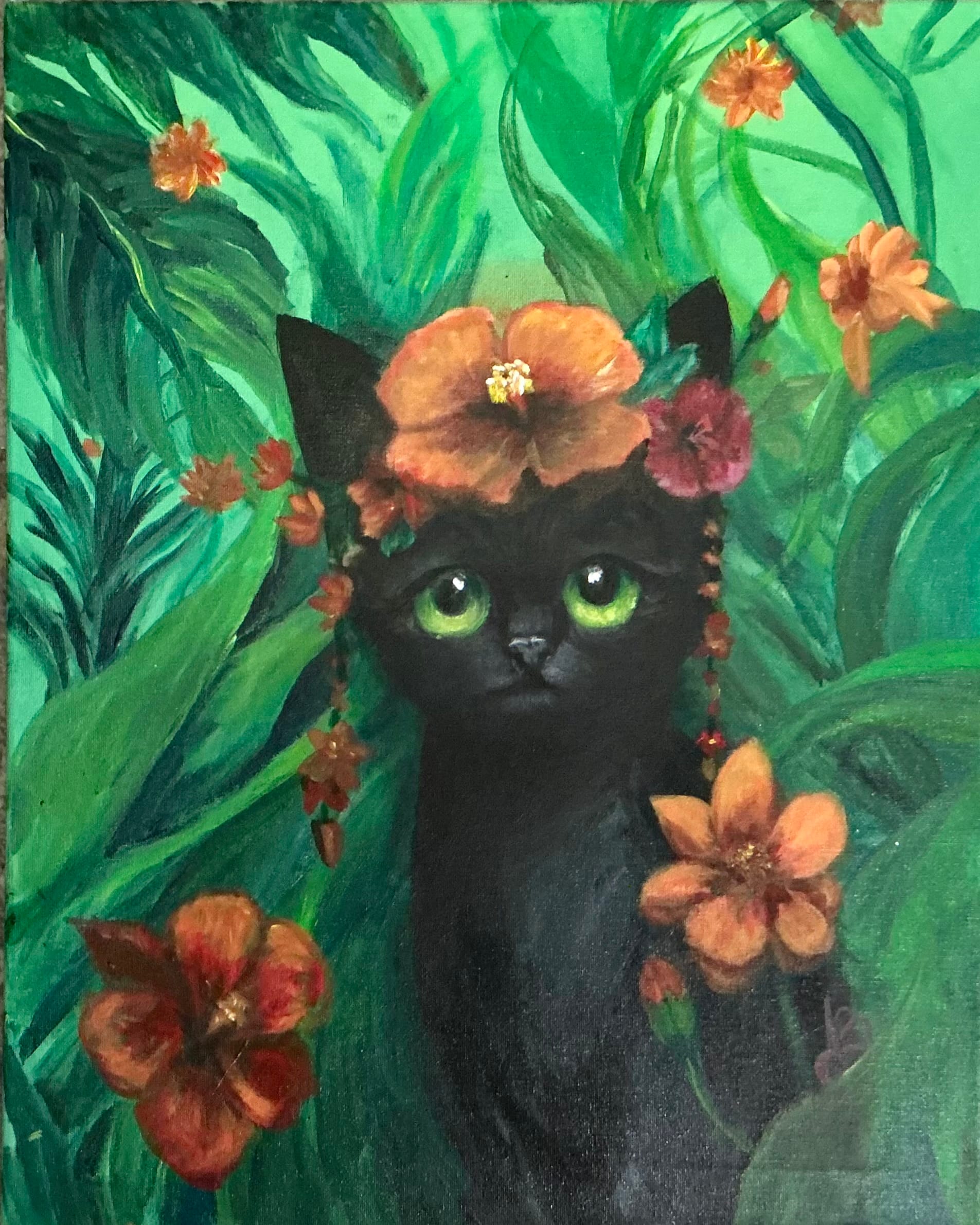 Saturday It’s a Frida World, Kitty Cat — Painting