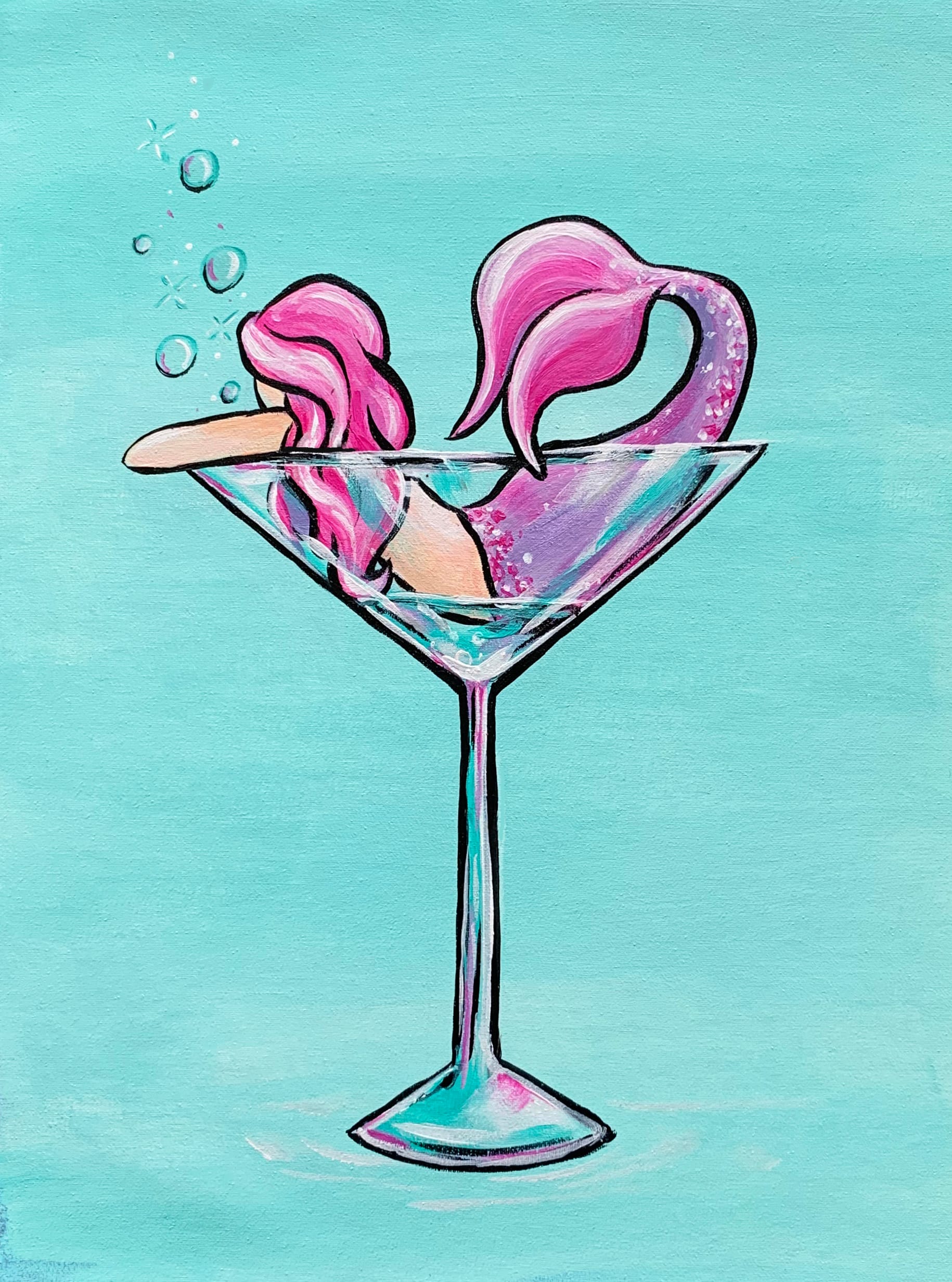 Saturday Pink Mermaid Martini — Painting