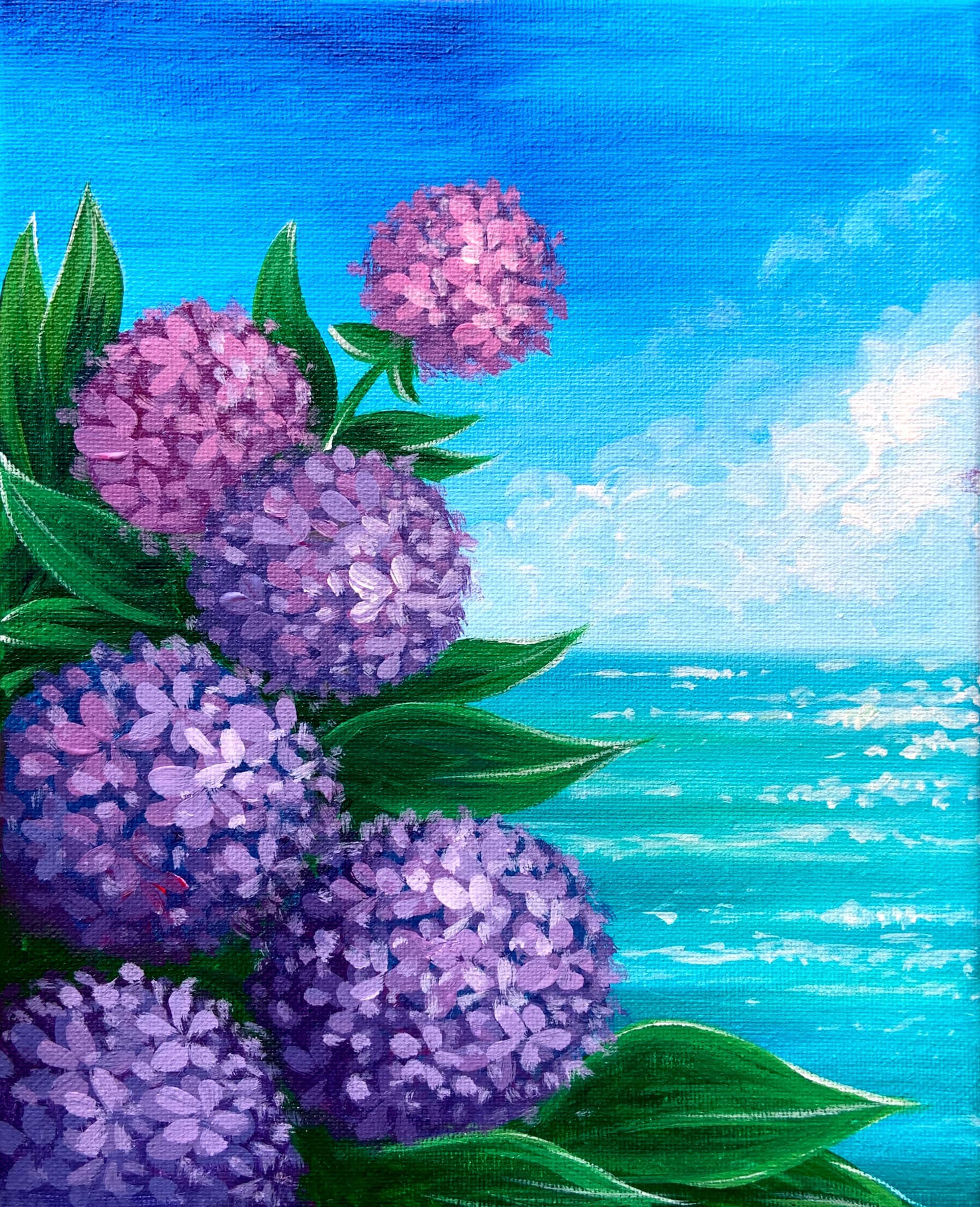 Hydrangeas by the water