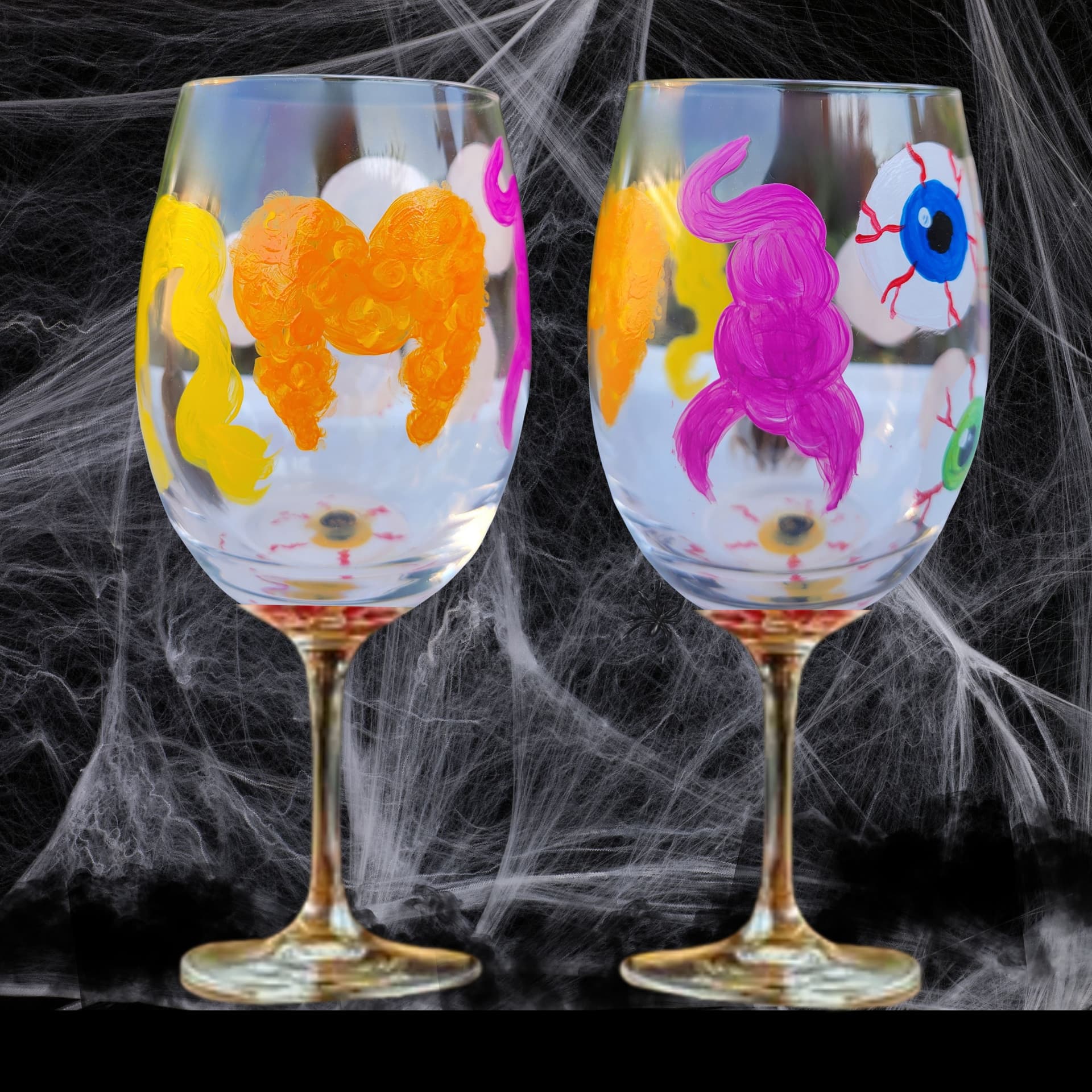 Halloween Wine Glass Painting, "Sanderson Sisters" (2 glasses)
