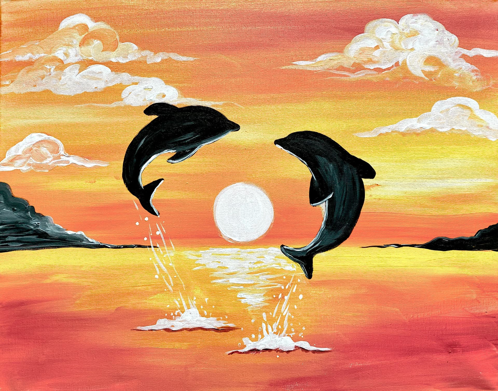 Dolphins in Love at Sunset