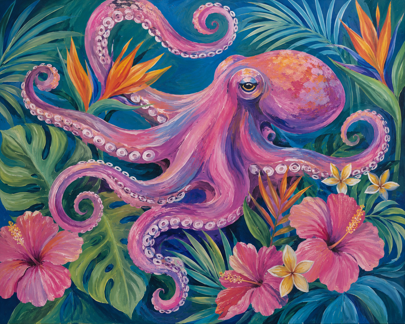 Octopus in Tropical Bloom