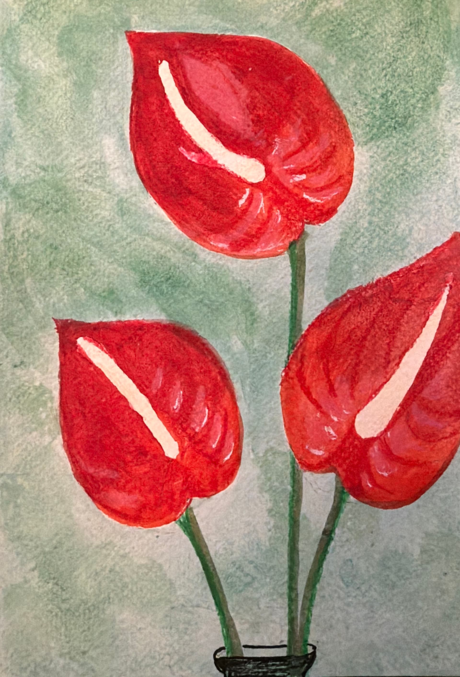 Watercolor - Anthurium Summer Flowers