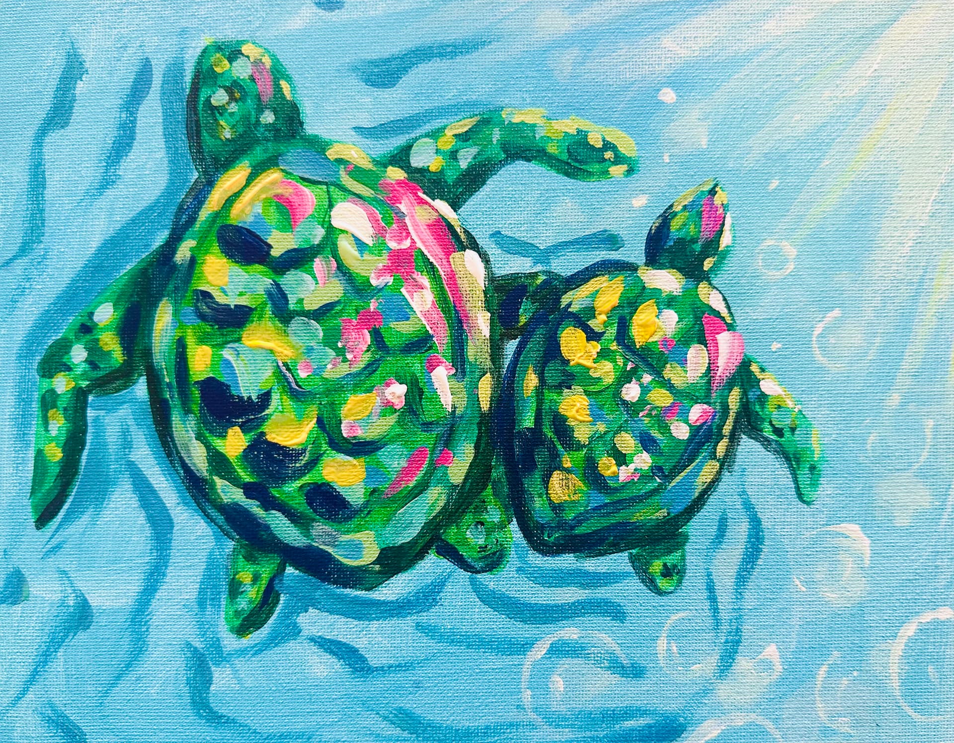 Mom and Baby Sea Turtles