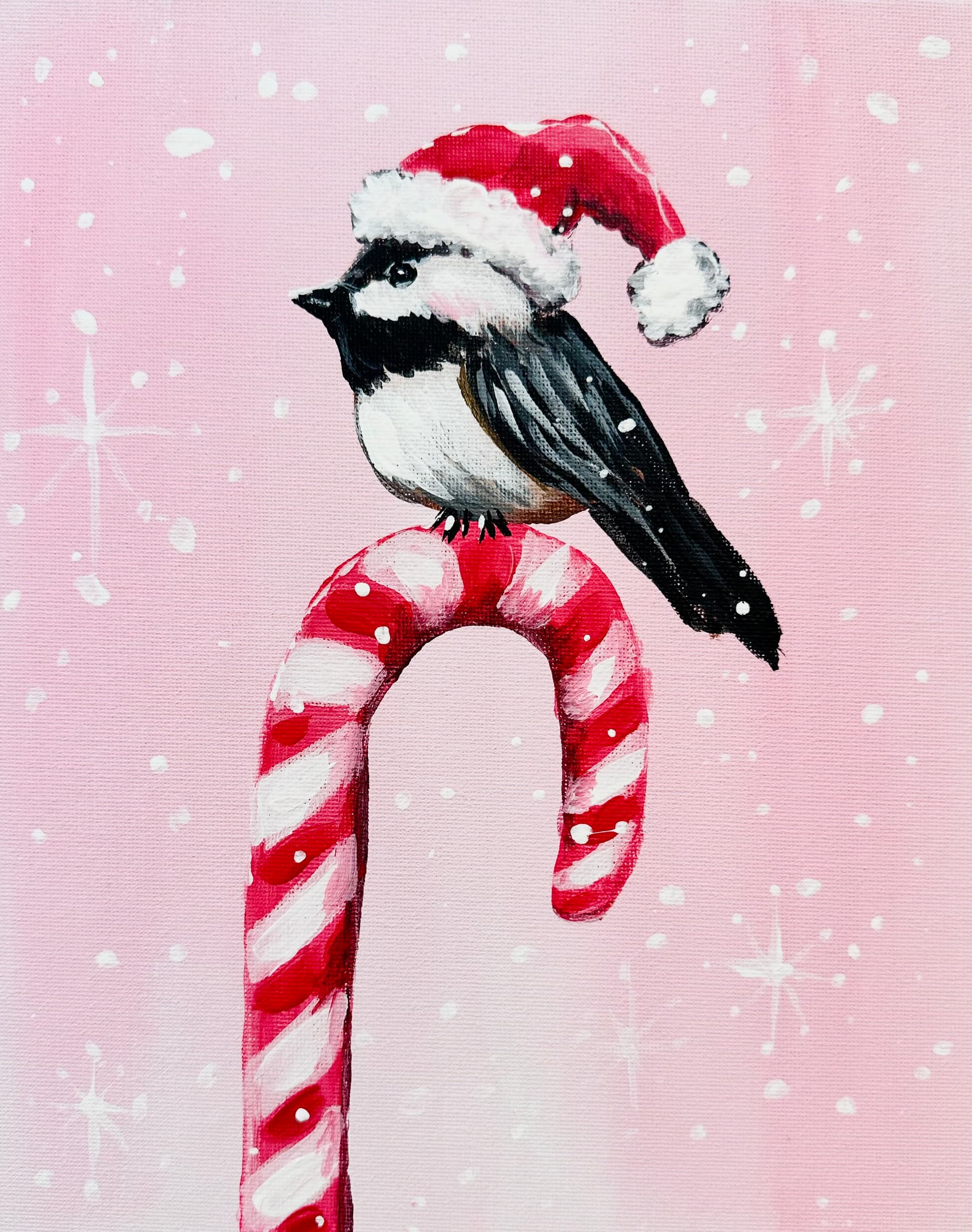 Candy Cane Santa Hat Chickadee