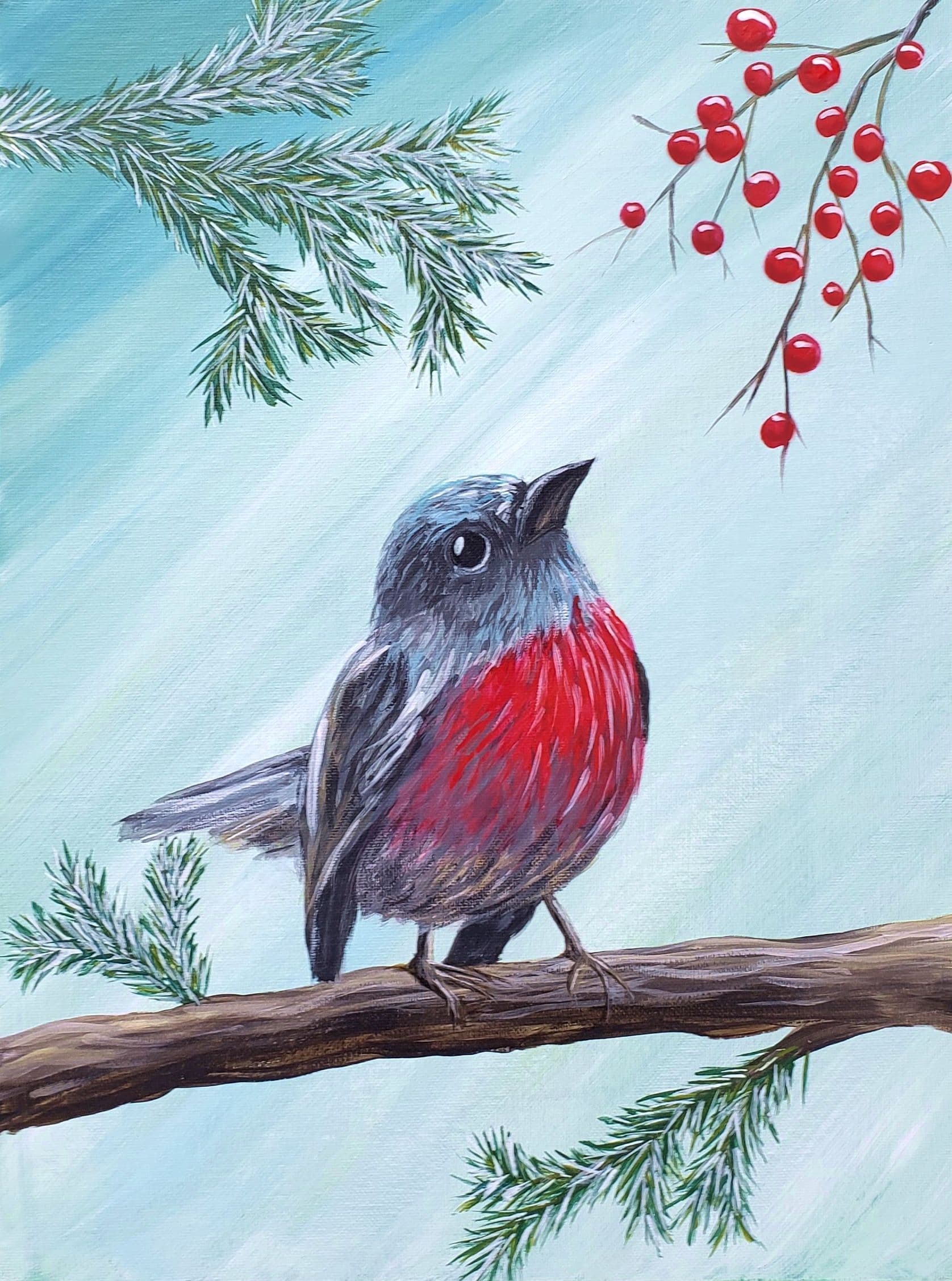 A Berry Curious Winter Bird II