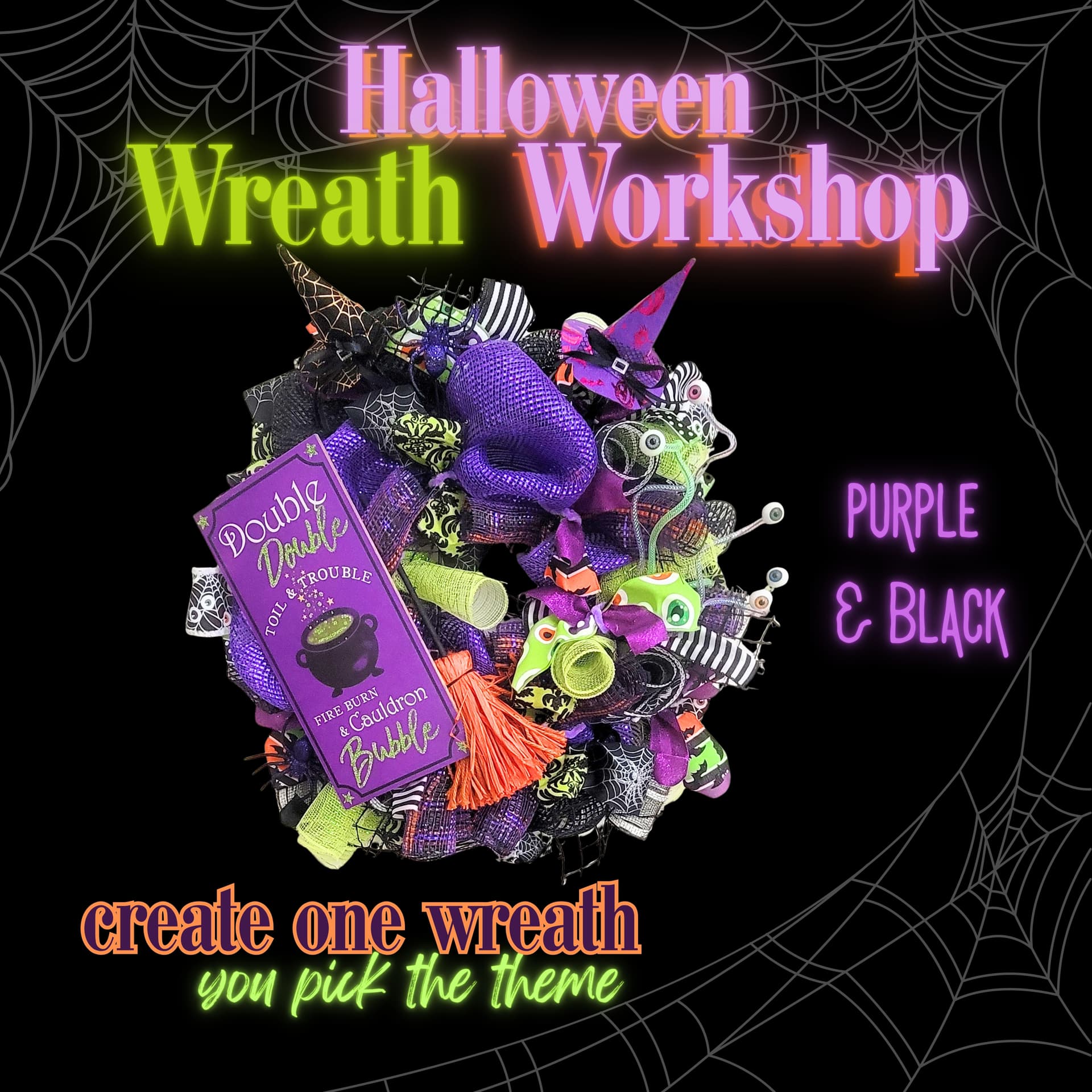 Halloween Wreath Workshop: Purple & Black